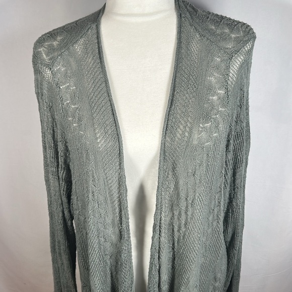 Torrid Sage Green Asymmetrical Pointelle Cardigan - Picture 2 of 10